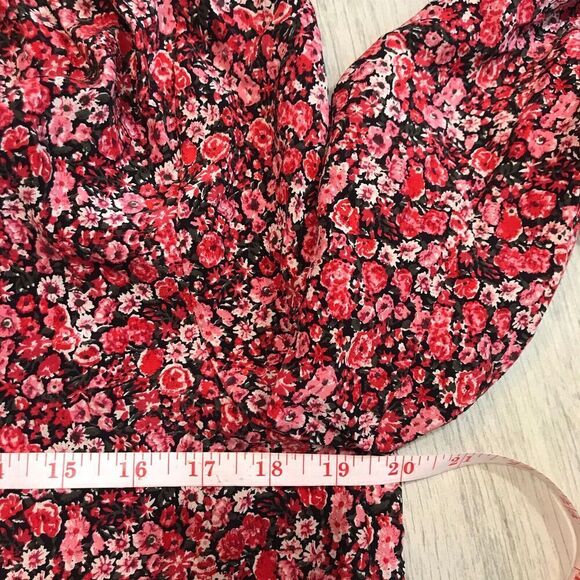 Joie Women's 100% Silk Blouse‎ Red Black Floral S Removable Scarf Tie N36 - Picture 6 of 7